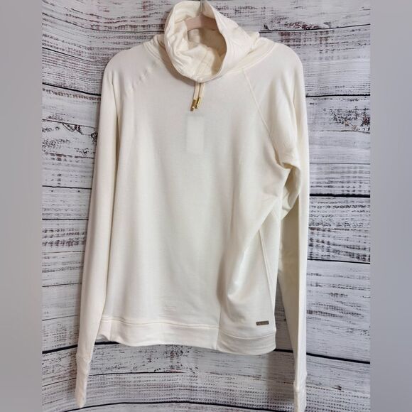 Alala Fleece Pullover Sweatshirt Womens Size Large Bone Funnel Neck pullover - Picture 3 of 15
